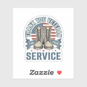 Danke Veteran Patriotische Stiefel Service Shirt_1 Aufkleber
