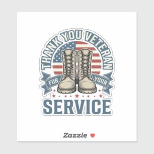 Danke Veteran Patriotische Stiefel Service Shirt_1 Aufkleber