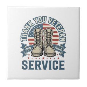 Danke Veteran Patriotische Stiefel Service Shirt_1 Fliese