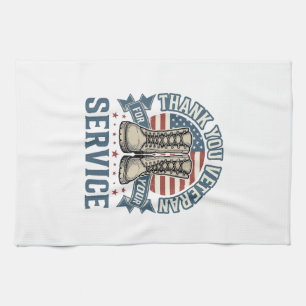 Danke Veteran Patriotische Stiefel Service Shirt_1 Geschirrtuch