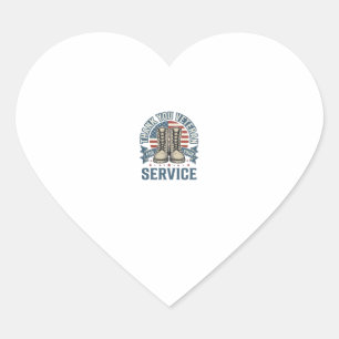 Danke Veteran Patriotische Stiefel Service Shirt_1 Herz-Aufkleber