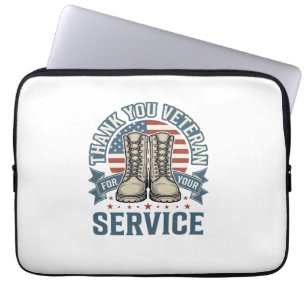 Danke Veteran Patriotische Stiefel Service Shirt_1 Laptopschutzhülle