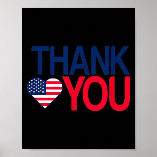 Danke Veteranen 4. Juli - Amerikanische Flagge Poster (Vorne)