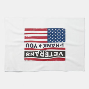 Danke Veteranen Distressed Flagge Vektor Design_1 Geschirrtuch