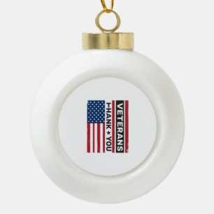 Danke Veteranen Distressed Flagge Vektor Design_1 Keramik Kugel-Ornament