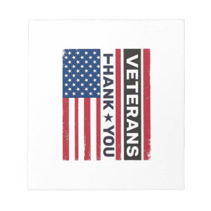 Danke Veteranen Distressed Flagge Vektor Design_1 Notizblock