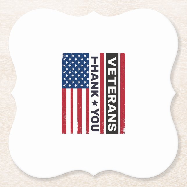 Danke Veteranen Distressed Flagge Vektor Design_1 Untersetzer (Vorderseite)