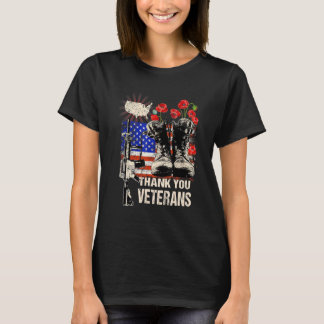 Danke Veteranen, Kampfstiefel Mohnblume Vete T-Shirt