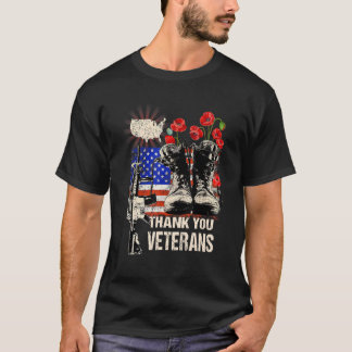 Danke Veteranen, Kampfstiefel Mohnblume Vete T-Shirt