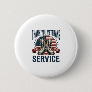 Danke Veteranen Patriotische Stiefel Vintage-Desig Button