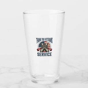 Danke Veteranen Patriotische Stiefel Vintage-Desig Glas