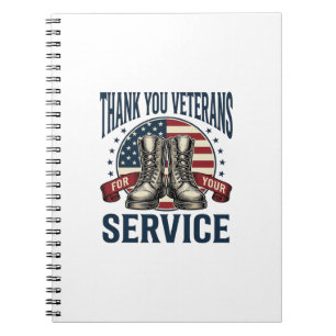 Danke Veteranen Patriotische Stiefel Vintage-Desig Notizblock
