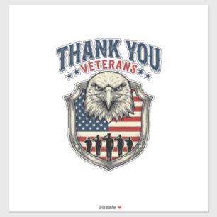 Danke Veteranen Patriotischer Adler Schild Shirt_1 Aufkleber