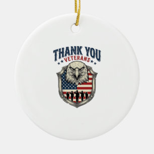 Danke Veteranen Patriotischer Adler Schild Shirt_1 Keramik Ornament