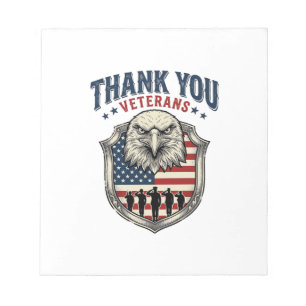 Danke Veteranen Patriotischer Adler Schild Shirt_1 Notizblock
