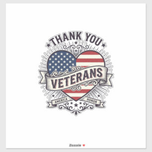 Danke Veteranen Patriotisches Herz Vektor Design_1 Aufkleber