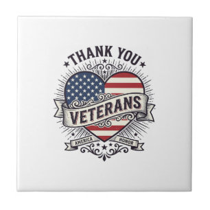 Danke Veteranen Patriotisches Herz Vektor Design_1 Fliese