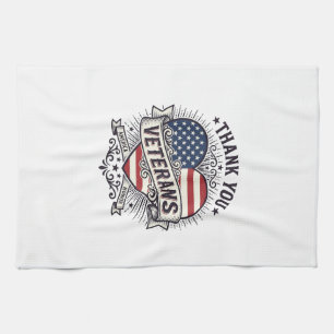 Danke Veteranen Patriotisches Herz Vektor Design_1 Geschirrtuch