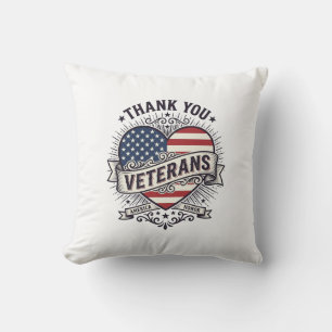 Danke Veteranen Patriotisches Herz Vektor Design_1 Kissen