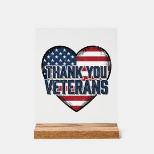 Danke Veteranen Patriotisches Herz Vintage-Design_ Acrylschild