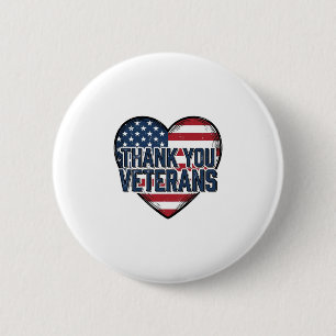 Danke Veteranen Patriotisches Herz Vintage-Design_ Button