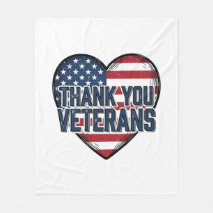 Danke Veteranen Patriotisches Herz Vintage-Design_ Fleecedecke