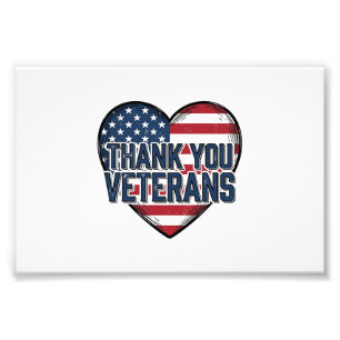 Danke Veteranen Patriotisches Herz Vintage-Design_ Fotodruck