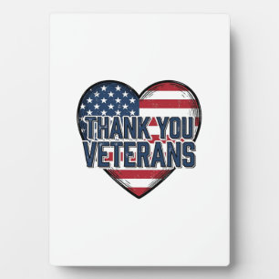 Danke Veteranen Patriotisches Herz Vintage-Design_ Fotoplatte
