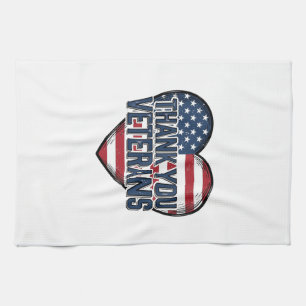Danke Veteranen Patriotisches Herz Vintage-Design_ Geschirrtuch