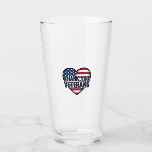Danke Veteranen Patriotisches Herz Vintage-Design_ Glas