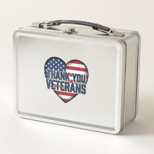 Danke Veteranen Patriotisches Herz Vintage-Design_ Metall Brotdose