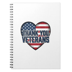 Danke Veteranen Patriotisches Herz Vintage-Design_ Notizblock