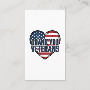 Danke Veteranen Patriotisches Herz Vintage-Design_ Visitenkarte