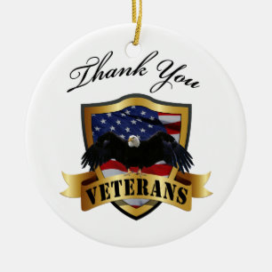 Danke Veteranen-personalisierte Verzierung Keramik Ornament