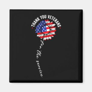 Danke Veteranen Sonnenblume USA-Flagge Militär Magnet