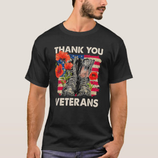 Danke Veteranen Stiefel Mohnblume Veteranentag T-Shirt