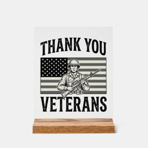 Danke Veteranen Vintage-Flagge Soldat Shirt Desi Acrylschild