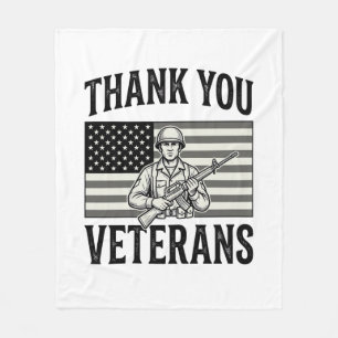 Danke Veteranen Vintage-Flagge Soldat Shirt Desi Fleecedecke