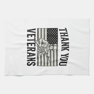 Danke Veteranen Vintage-Flagge Soldat Shirt Desi Geschirrtuch
