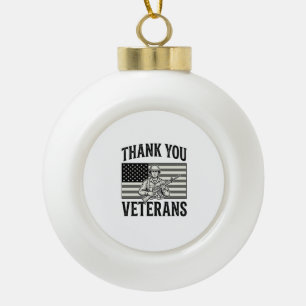 Danke Veteranen Vintage-Flagge Soldat Shirt Desi Keramik Kugel-Ornament