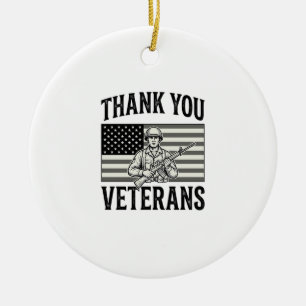 Danke Veteranen Vintage-Flagge Soldat Shirt Desi Keramik Ornament