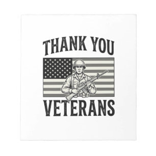 Danke Veteranen Vintage-Flagge Soldat Shirt Desi Notizblock