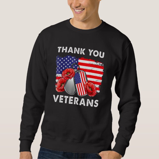 Danke Veterans Combat Boots Poppy Blume Veter Sweatshirt (Vorderseite)