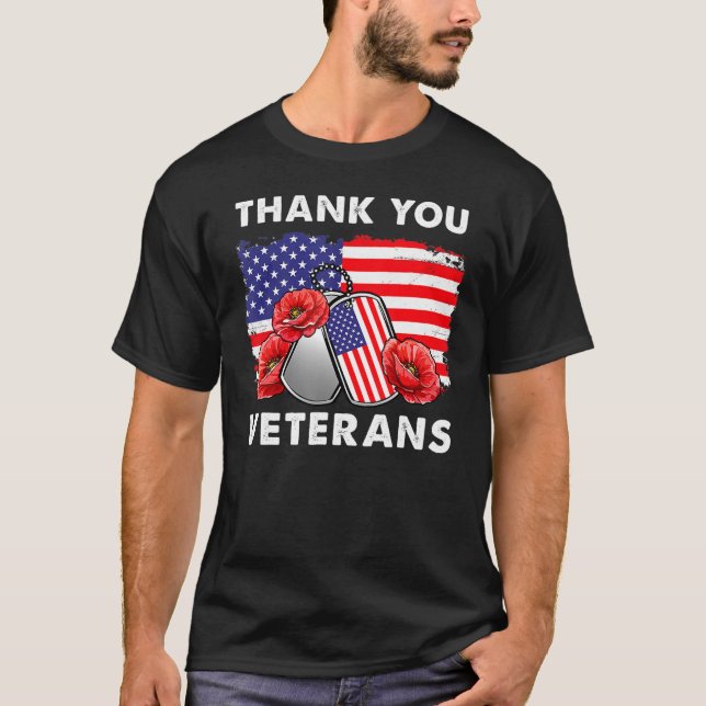 Danke Veterans Combat Boots Poppy Blume Veter T-Shirt (Vorderseite)
