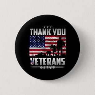 Danke Veterans Day Memorial Day Patriotisch Militä Button