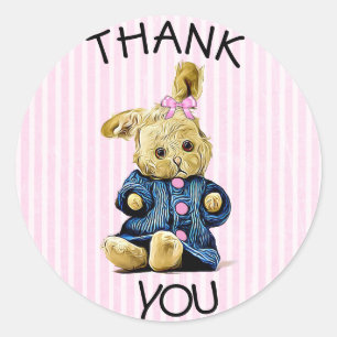 Danke Vintage Bunny Rabbit Pink Aufkleber