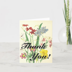 "Danke!" + Vintage-Look Farbige Blumen Karte