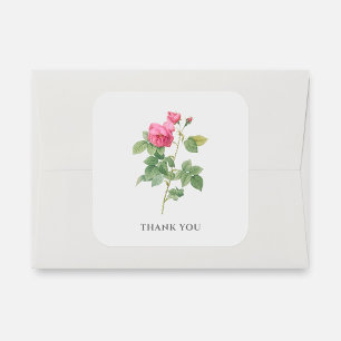Danke Vintage Rosa Rose Botanisch Quadratischer Aufkleber
