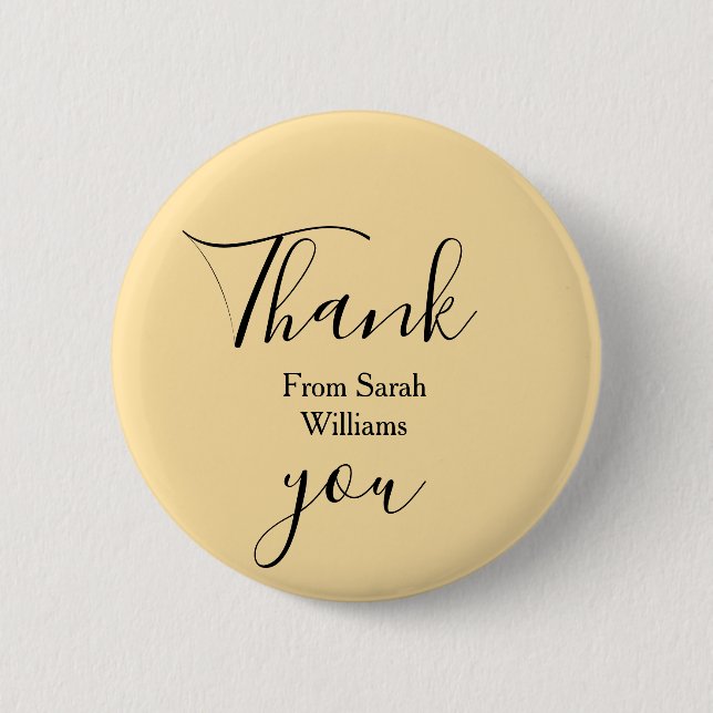 Danke von add name gelbe Pastell Boho Hochzeit Button (Vorderseite)