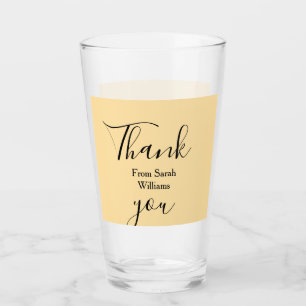 Danke von add name gelbe Pastell Boho-Hochzeit Glas